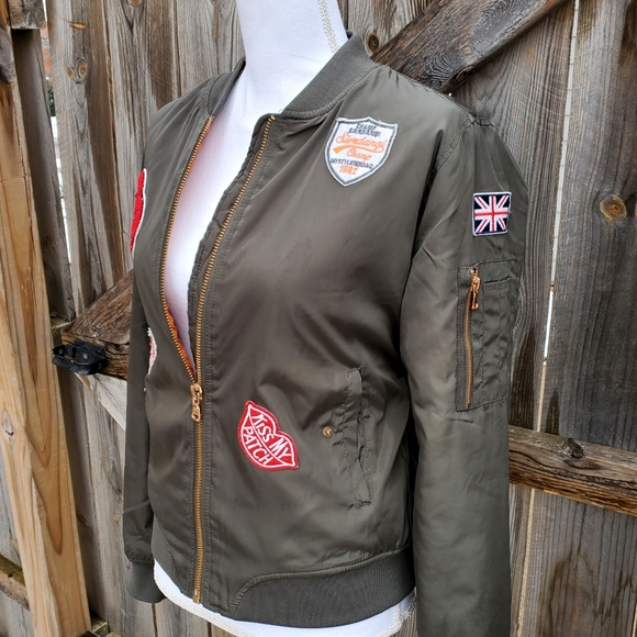 CI SONO Green Detailed BomberJacket - Size M (EUC) - Picture 4 of 11